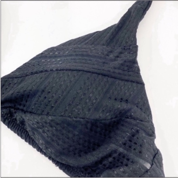 BECCA striped triangle bikini top NEW black - Picture 2 of 7